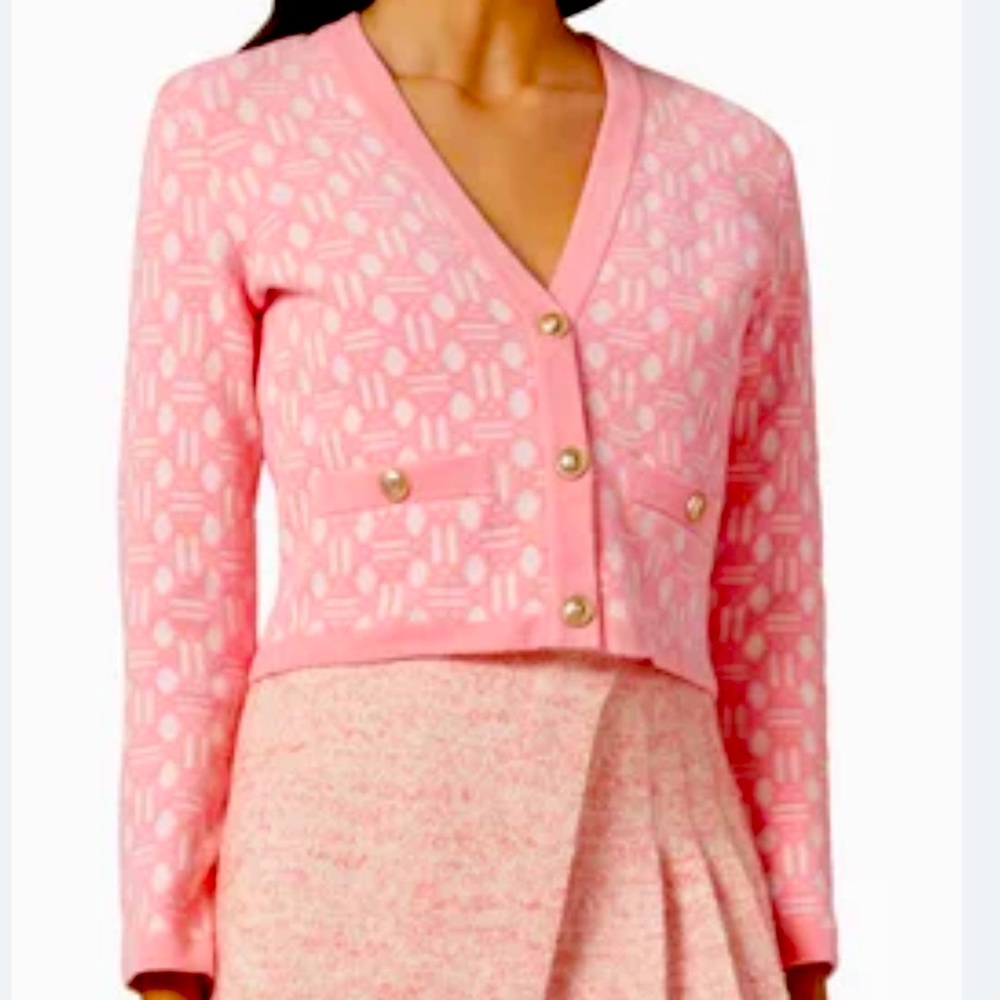 NWT maje Clover-print Cropped Cardigan in Jacquard-knit